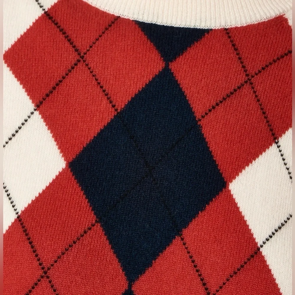 NWOT J Crew Perfect cashmere crewneck sweater in argyle size M